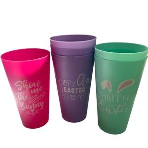Easter Plastic 20 FL OZ Tumbler Cups Brand New Bundle Of 6, Way To Celebrate